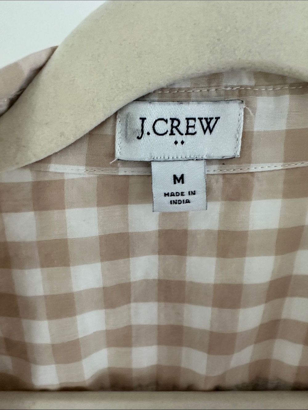J. Crew Beige and White Gingham Long-Sleeve Shirt Dress - Picture 3 of 4